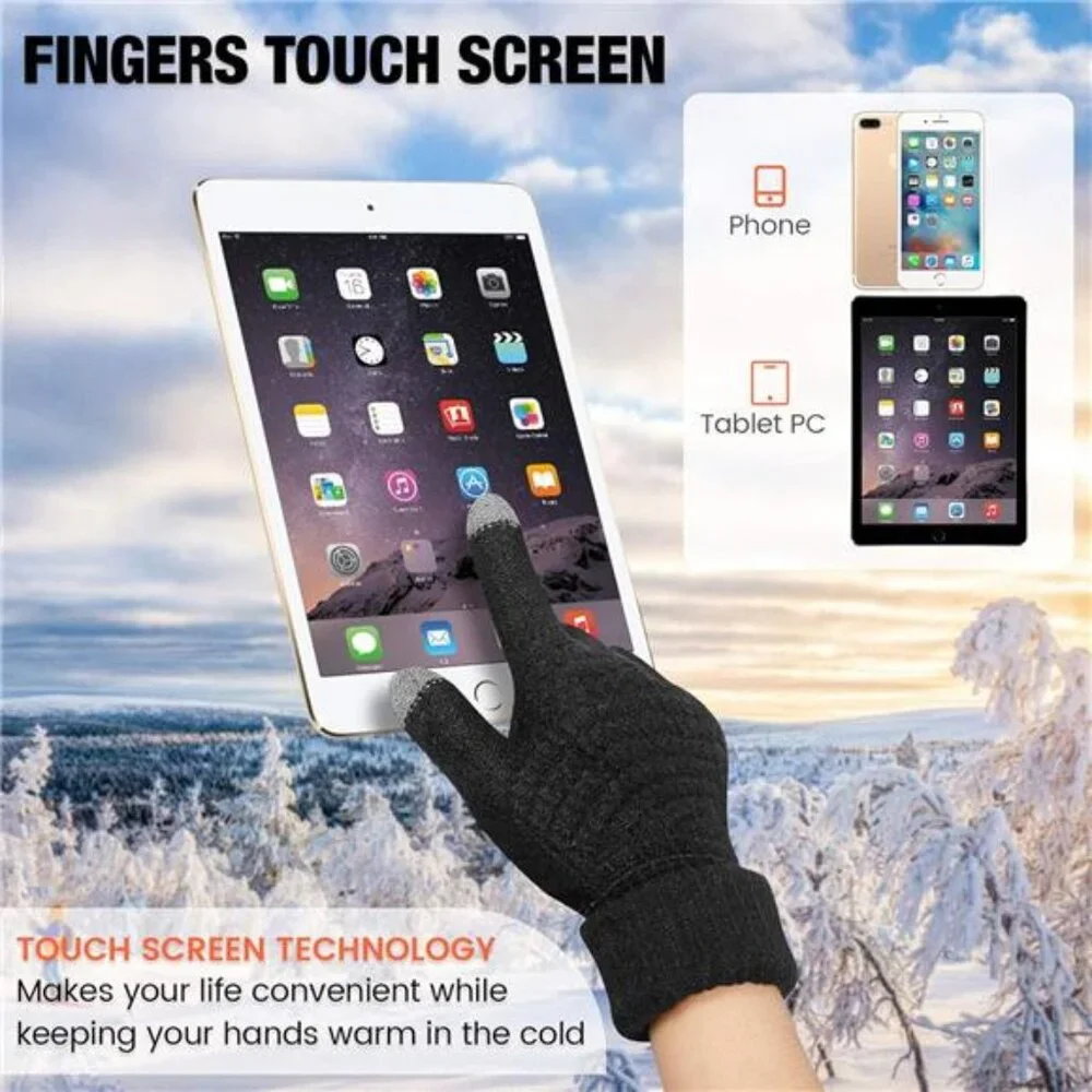 Womens Winter Touchscreen Gloves Warm Fleece Lined Knit Elastic Cuff Texting Pai